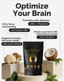 Keto Brainz taza café con melena de león para sabor y concentración.