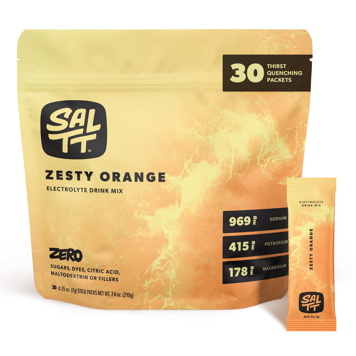 Keto Chow SALTT, paquetes de hidratación naranja, ideales para viajar y mantener energía diaria.