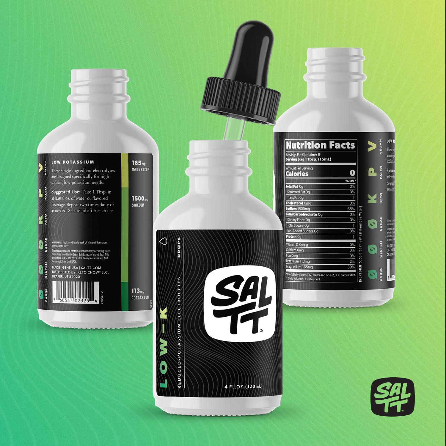 Keto Chow SALTT Low-K Beneficios Electrolitos: apoyo a la hidratación y equilibrio diario.