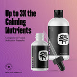 Keto Chow SALTT Relax Gotas: contenido visible en vaso de vidrio.