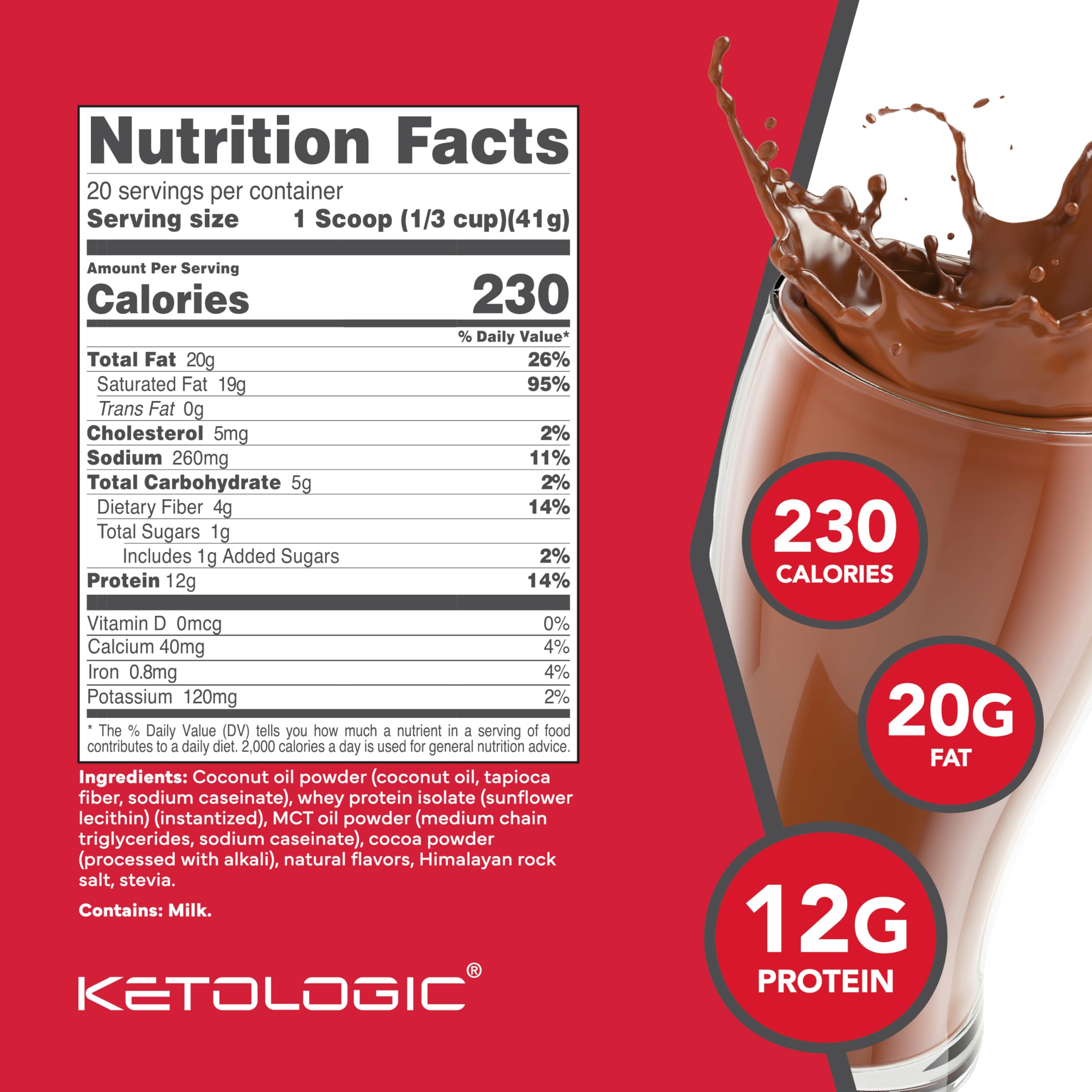 Ketologic KetoMeal con MCT y proteína, saciedad duradera para el día