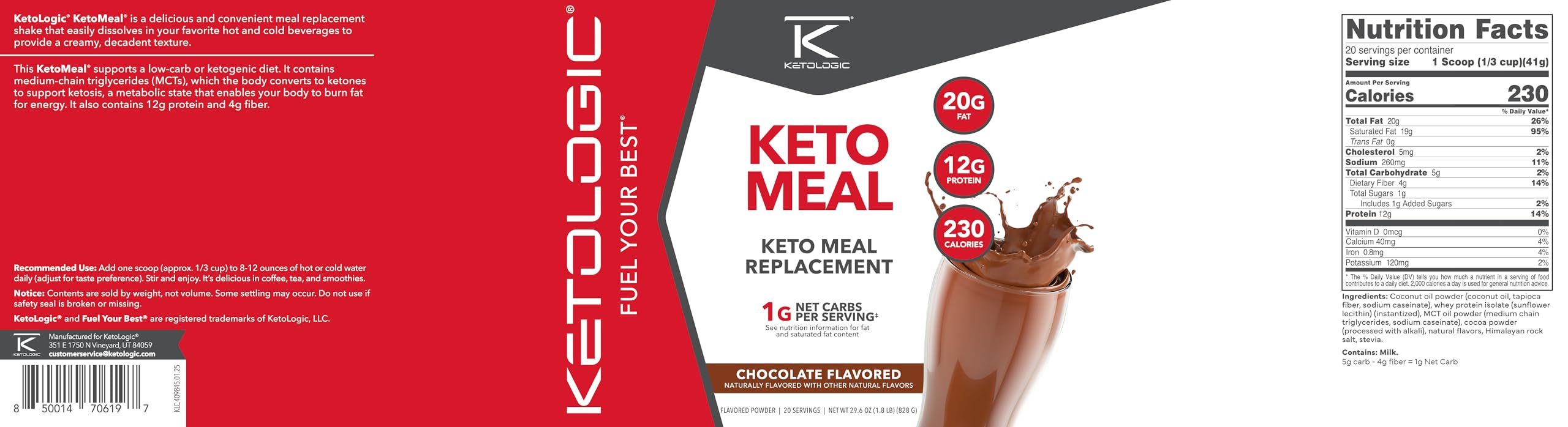 Ketologic KetoMeal batido listo para tomar, ideal como snack cetogénico