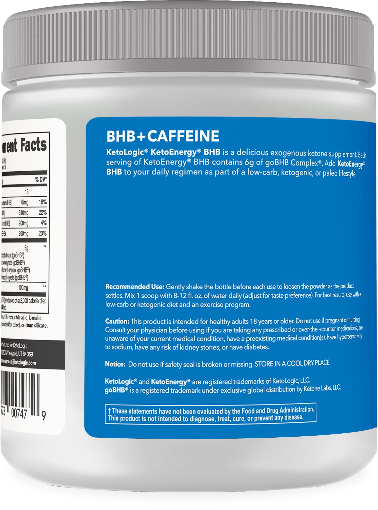 Ketologic KetoEnergy BHB cuchara-medidora frambuesa-limonada para dosis precisas