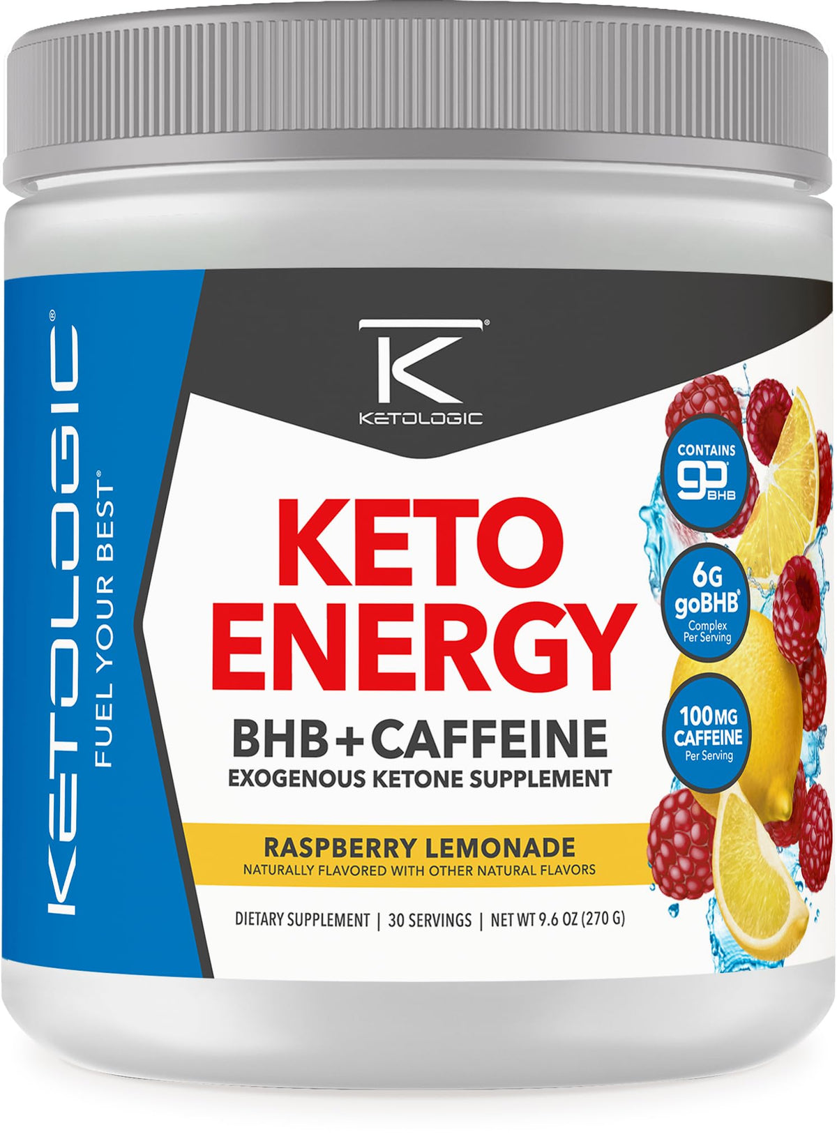 Ketologic KetoEnergy BHB polvo frambuesa-limonada para energía rápida