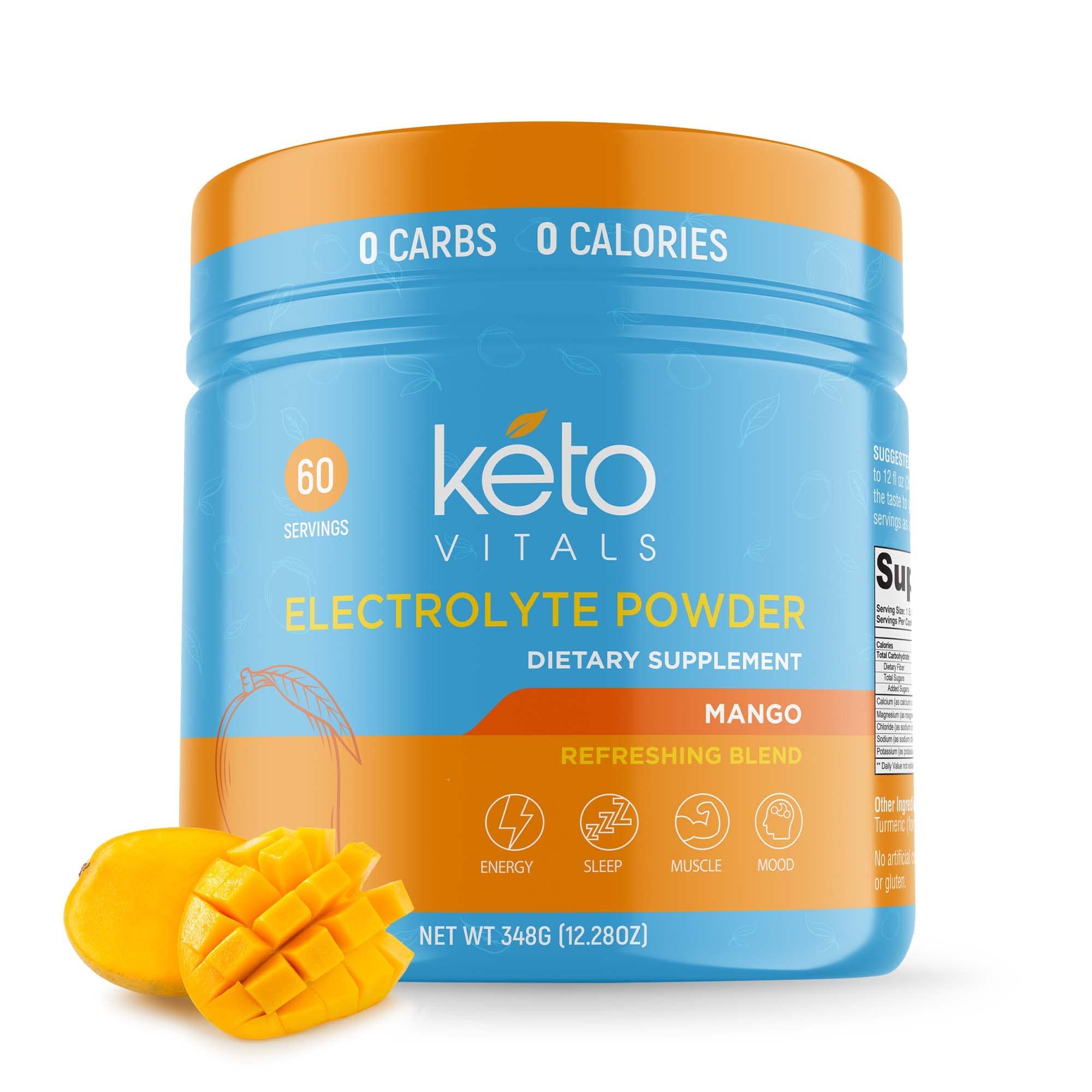 Keto Vitals electrolitos en envase para hidratación estable durante keto.