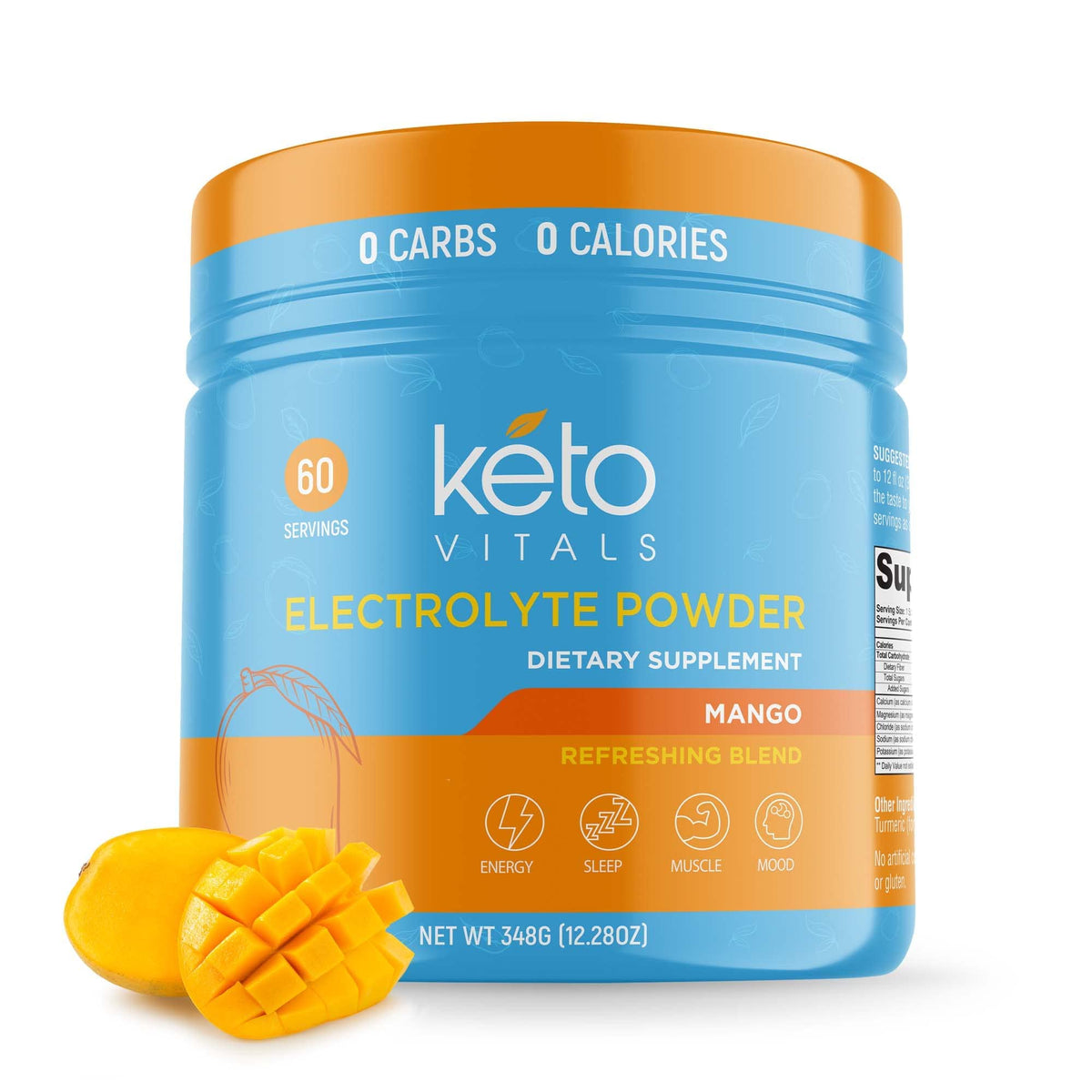 Keto Vitals electrolitos en envase para hidratación estable durante keto.