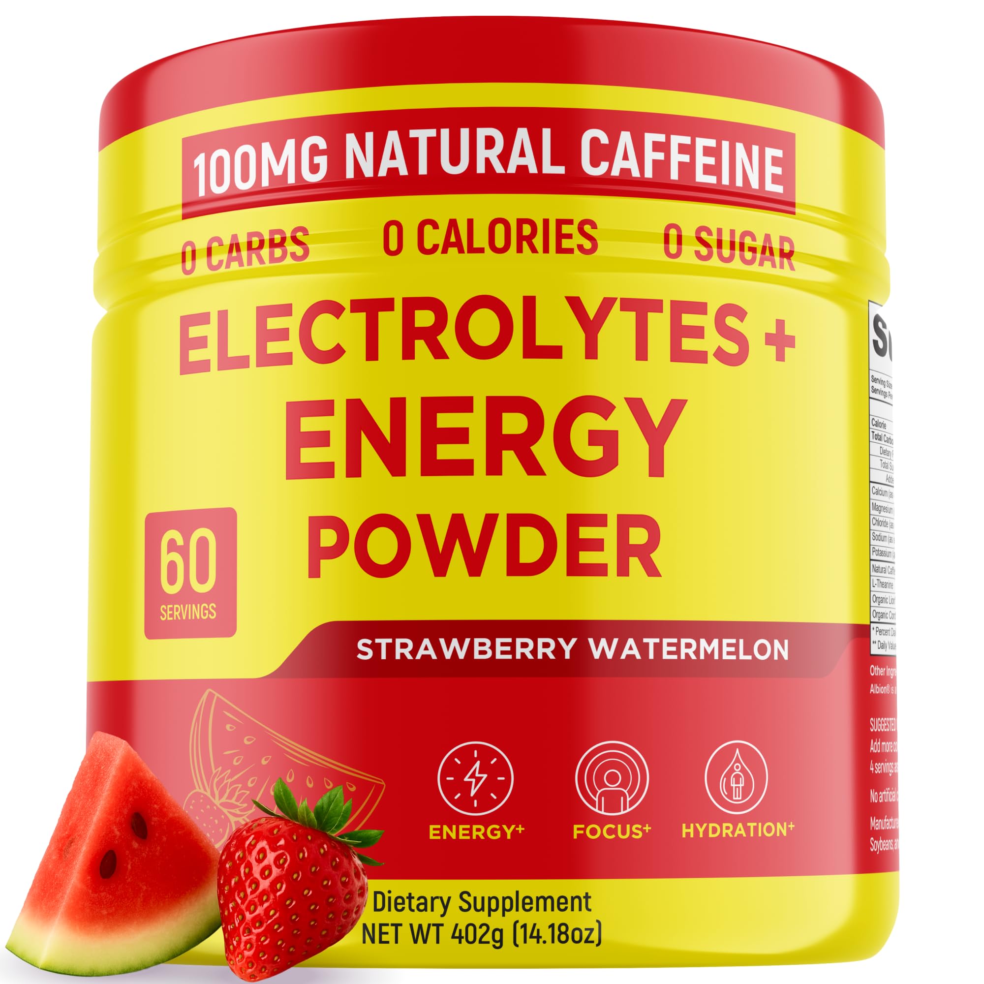 Keto Vitals polvo de energía frente al envase para energía sostenida