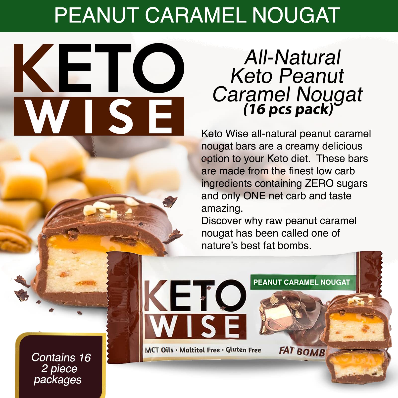 Keto Wise bombas-grasas empaque 16 unidades, porciones listas para llevar.
