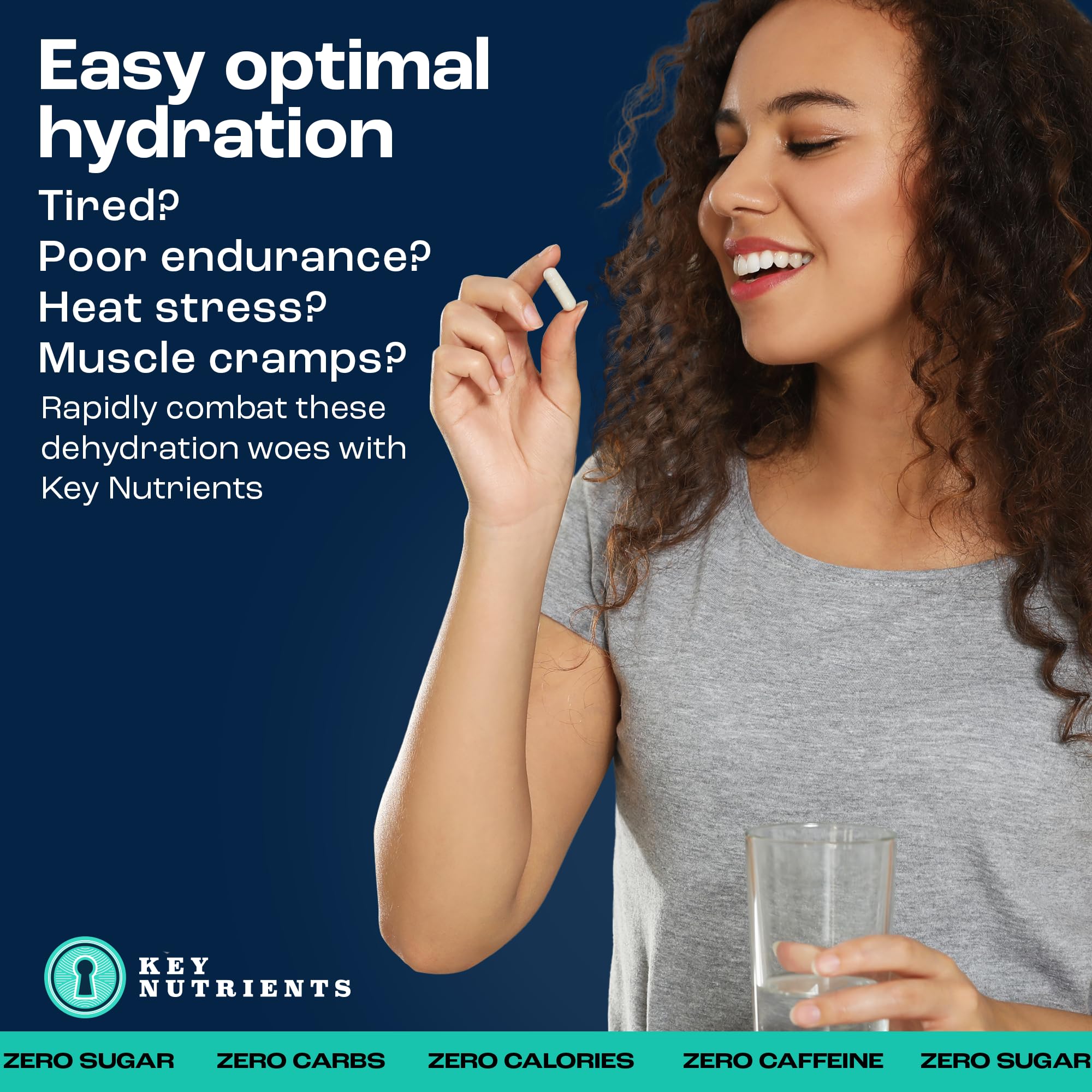 Frasco de KEY NUTRIENTS con 200 cápsulas para reponer electrolitos tras ejercicio