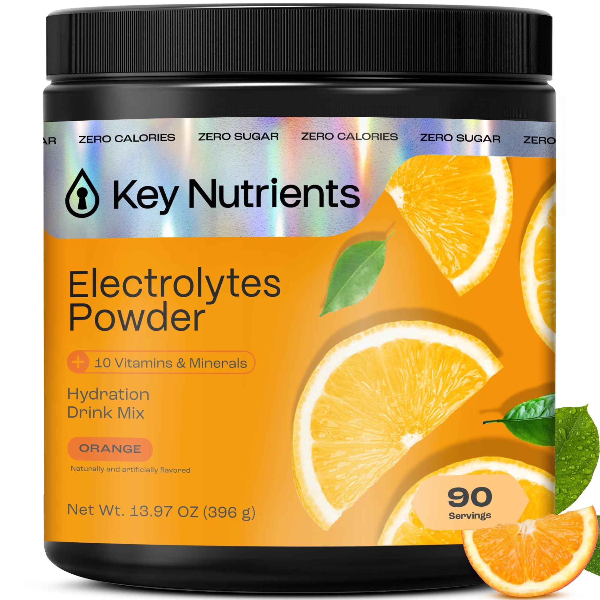 KEY NUTRIENTS, polvo de electrolitos naranja Tangy para hidratación rápida durante entrenamientos