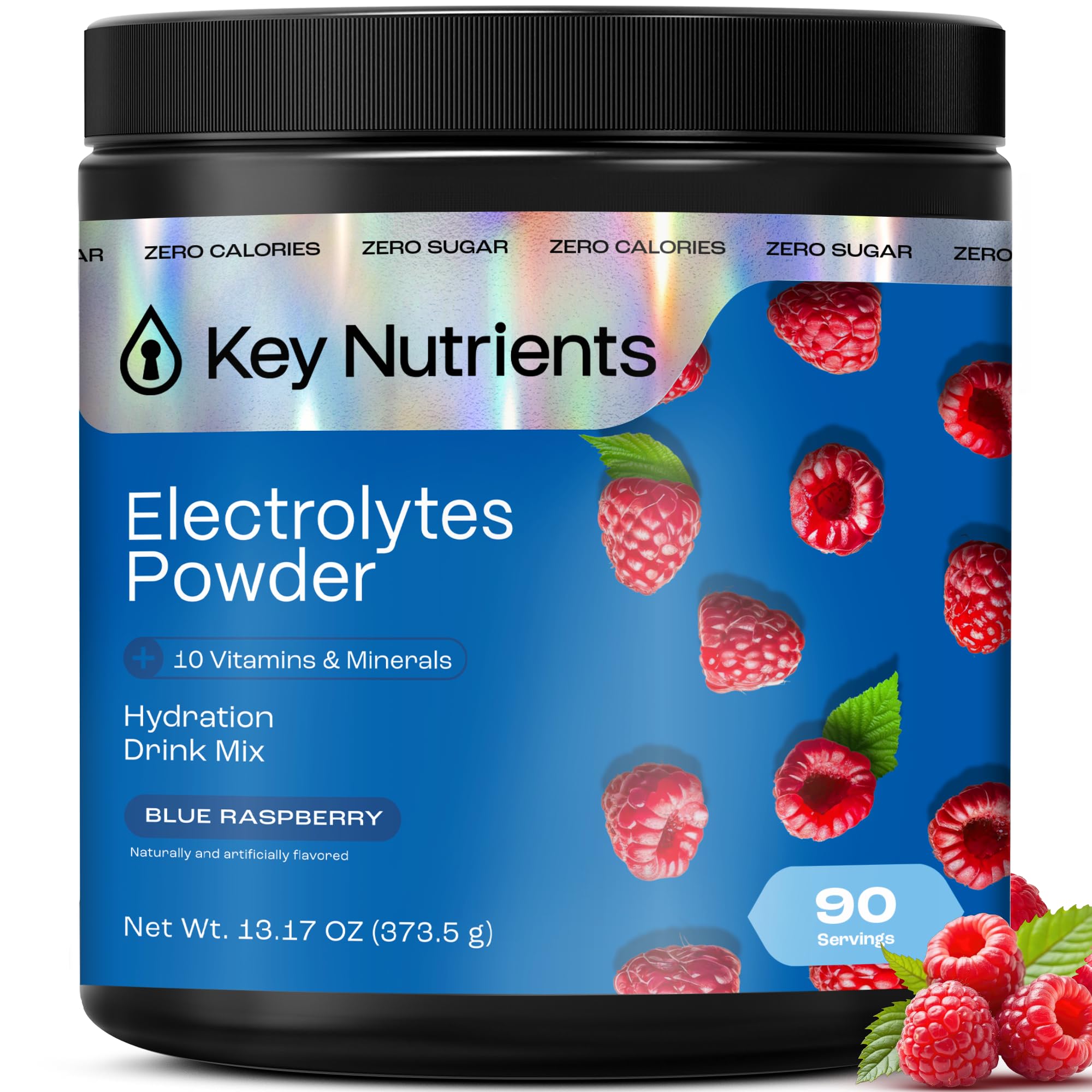 Polvo KEY NUTRIENTS para electrolitos sin azúcar, hidratación rápida.