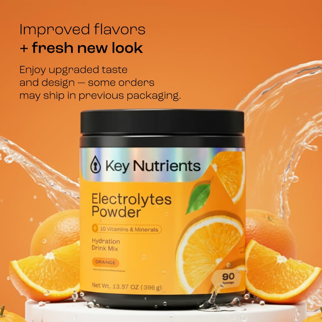 KEY NUTRIENTS, vaso con agua e electrolitos para actividad física
