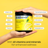 KEY NUTRIENTS vaso agua fría con limón