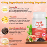 KFG CoQ10 200 mg etiqueta frontal destaca ingredientes clave para la energía y protección celular.
