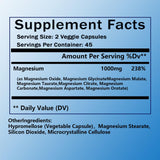 KFUKFU Magnesium Complex, etiqueta clara: sin gluten ni lácteos ni soja.
