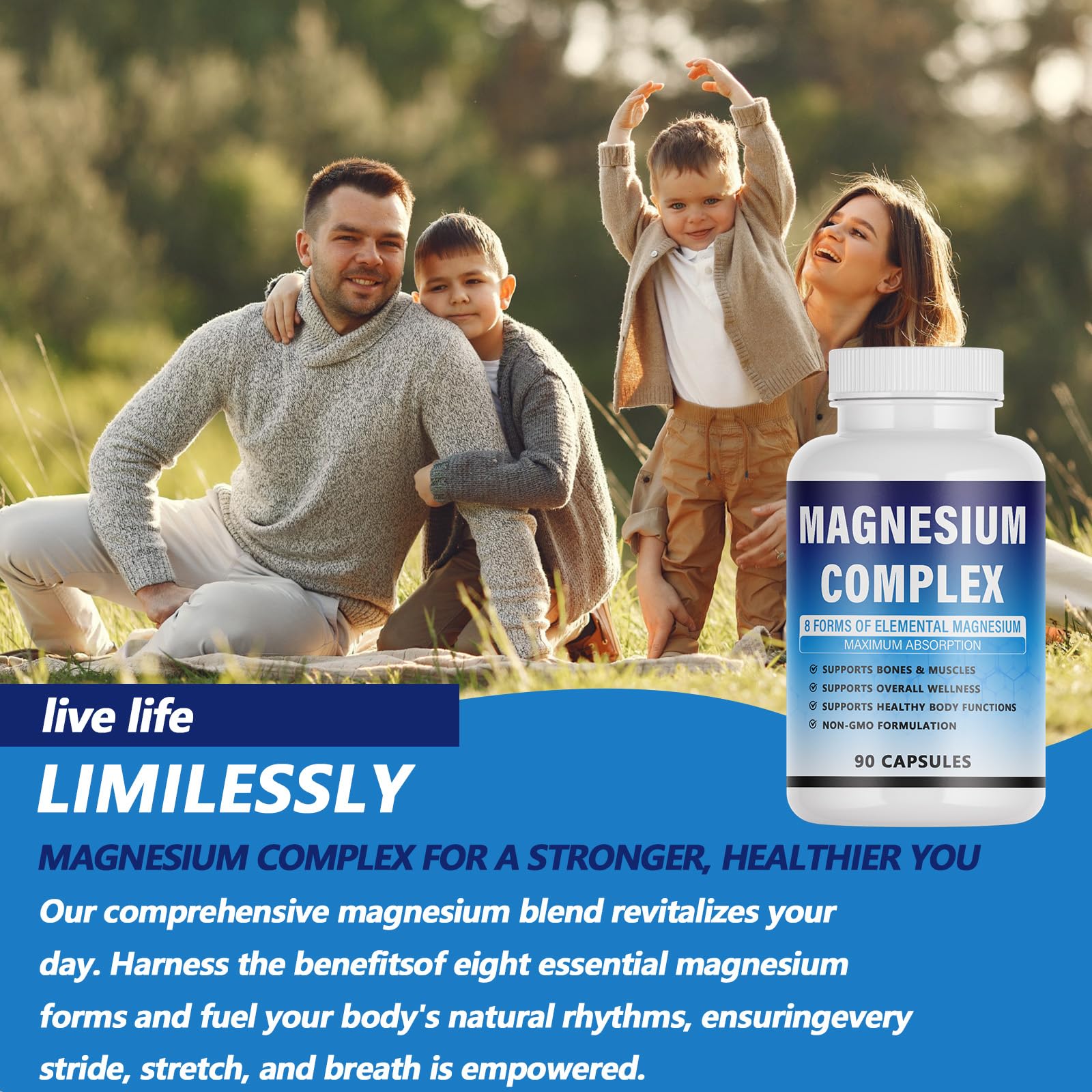 KFUKFU Magnesium Complex, formas de magnesio: soporte para músculos y huesos.