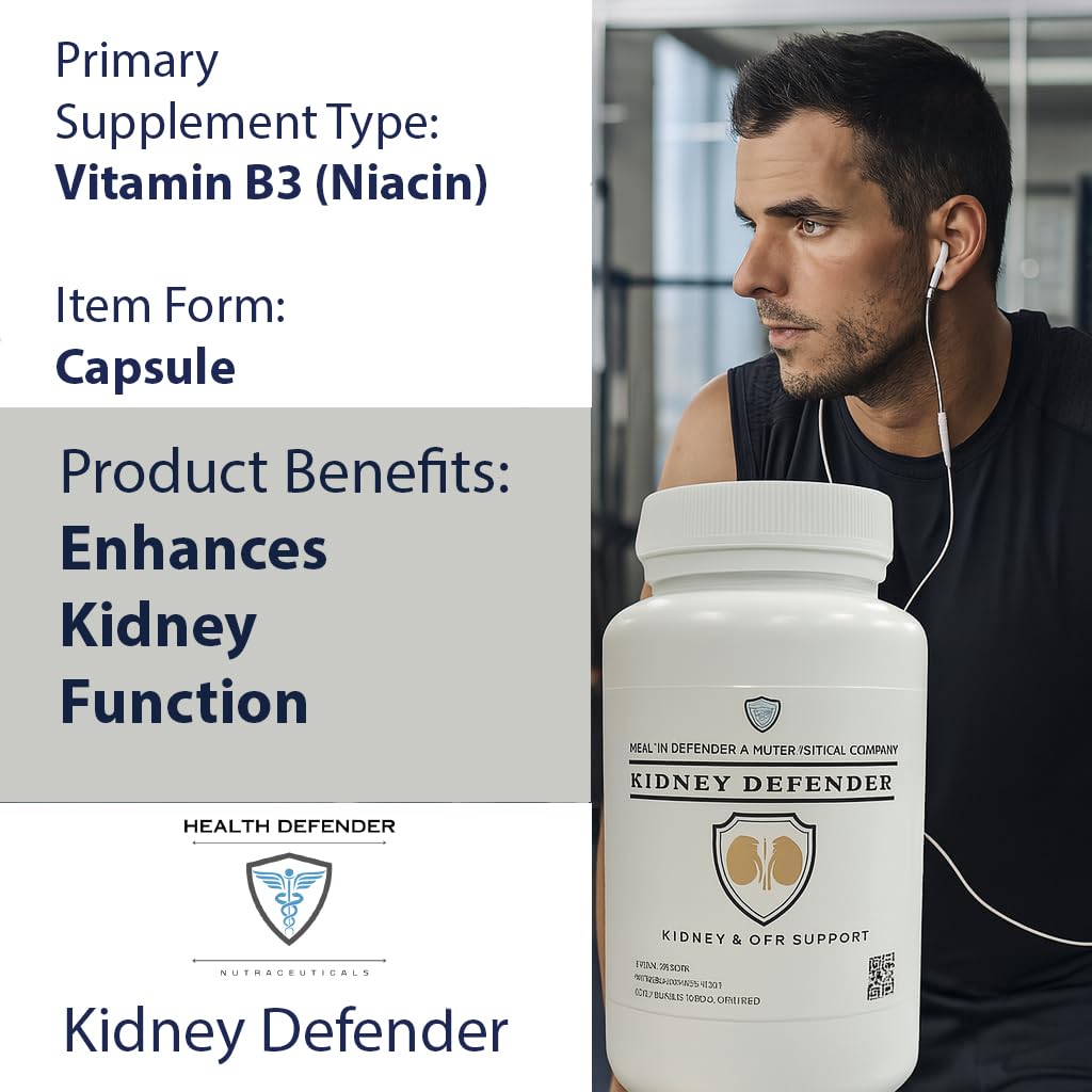 Health Defender Kidney Defender: cápsulas en primer plano, tamaño cómodo para tomar