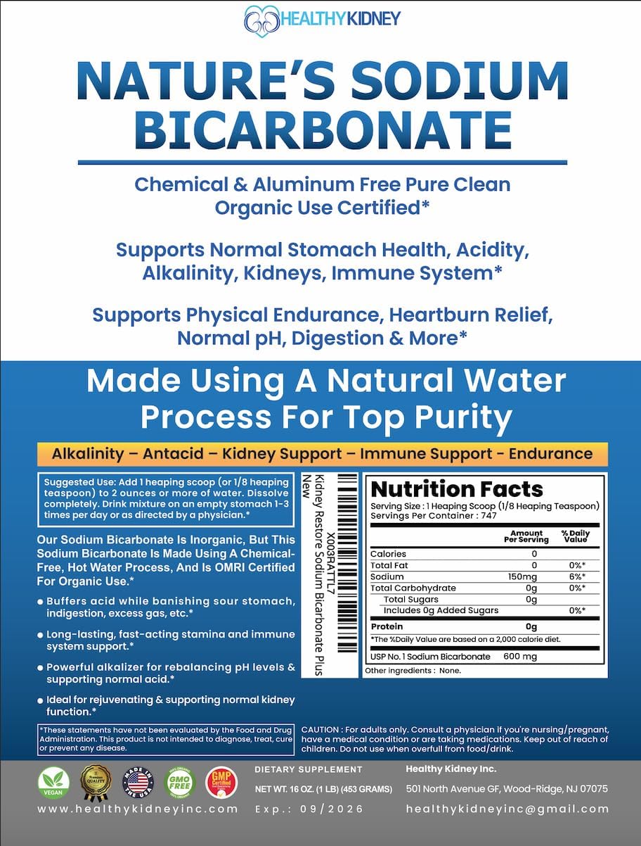 Kidney Restore bicarbonato para cocina y salud cotidiana, fácil de incorporar.