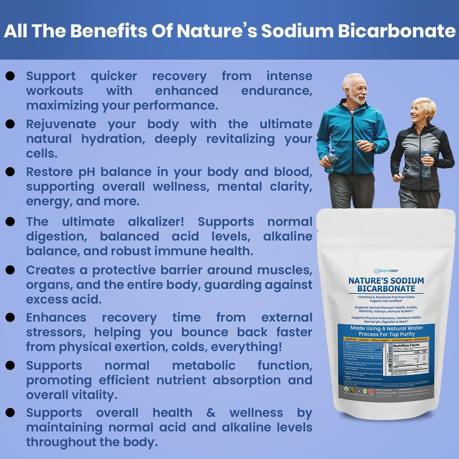 Kidney Restore bicarbonato libre de aluminio, para uso suave y seguro.