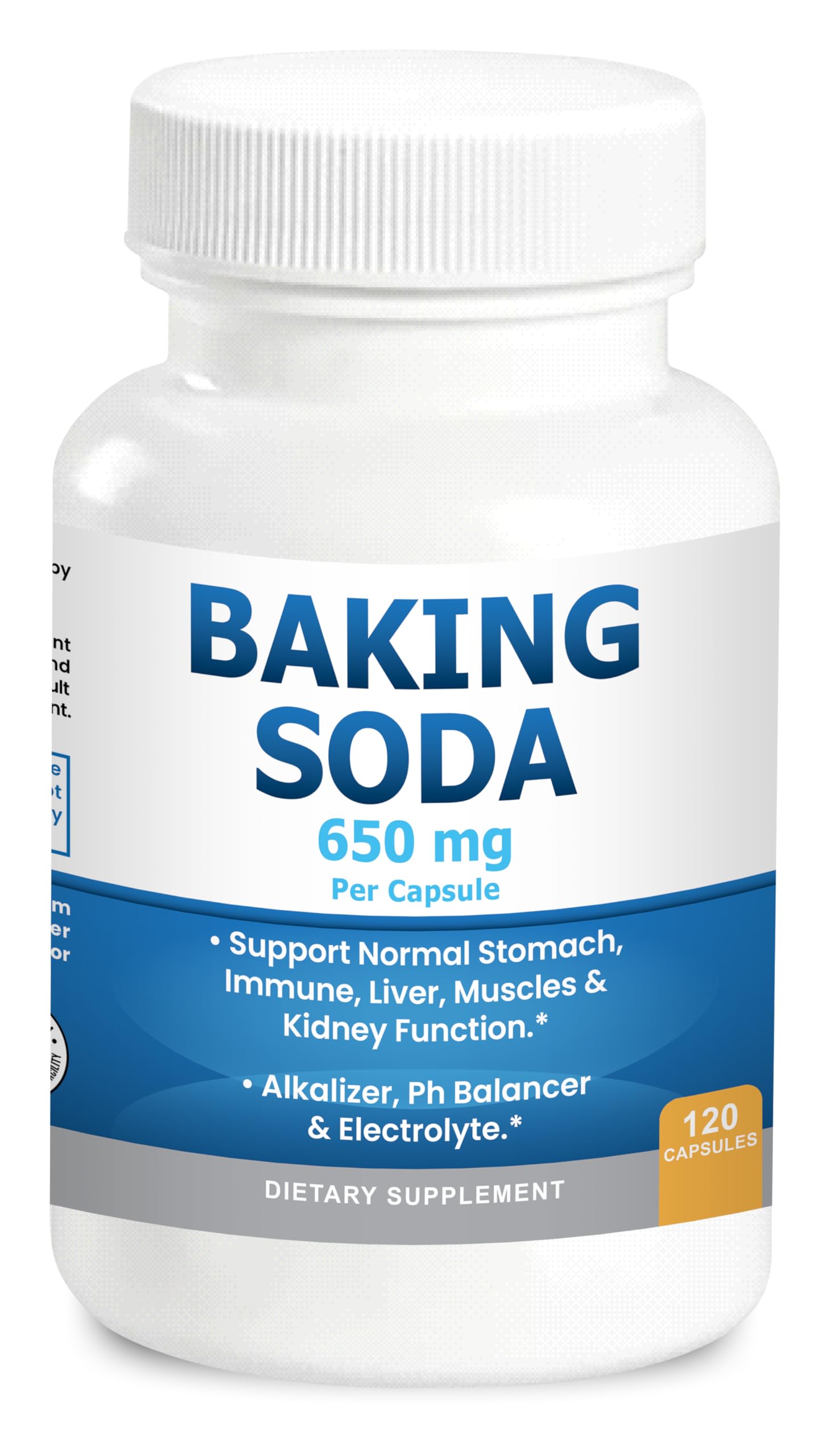 Kidney Restore: botella con cápsulas de bicarbonato 650 mg para uso diario.