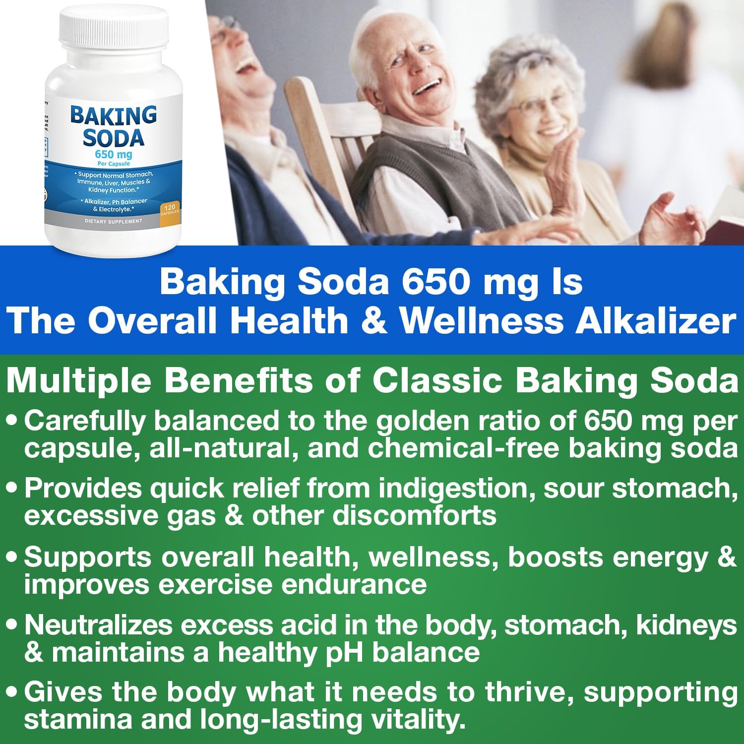 Cápsulas blancas de Kidney Restore 650 mg para apoyo alcalino diario.