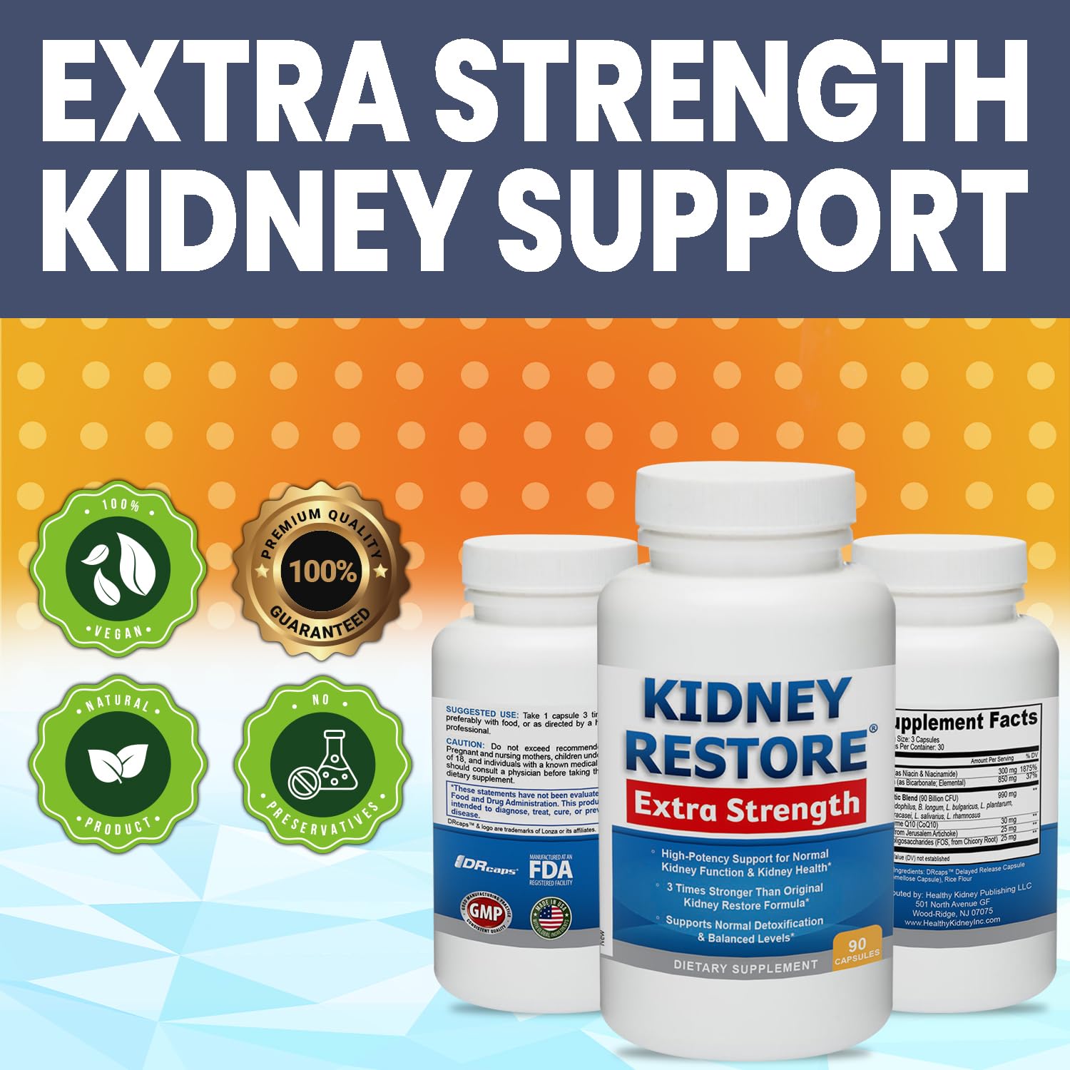 Kidney Restore CoQ10 y prebióticos para energía celular renal