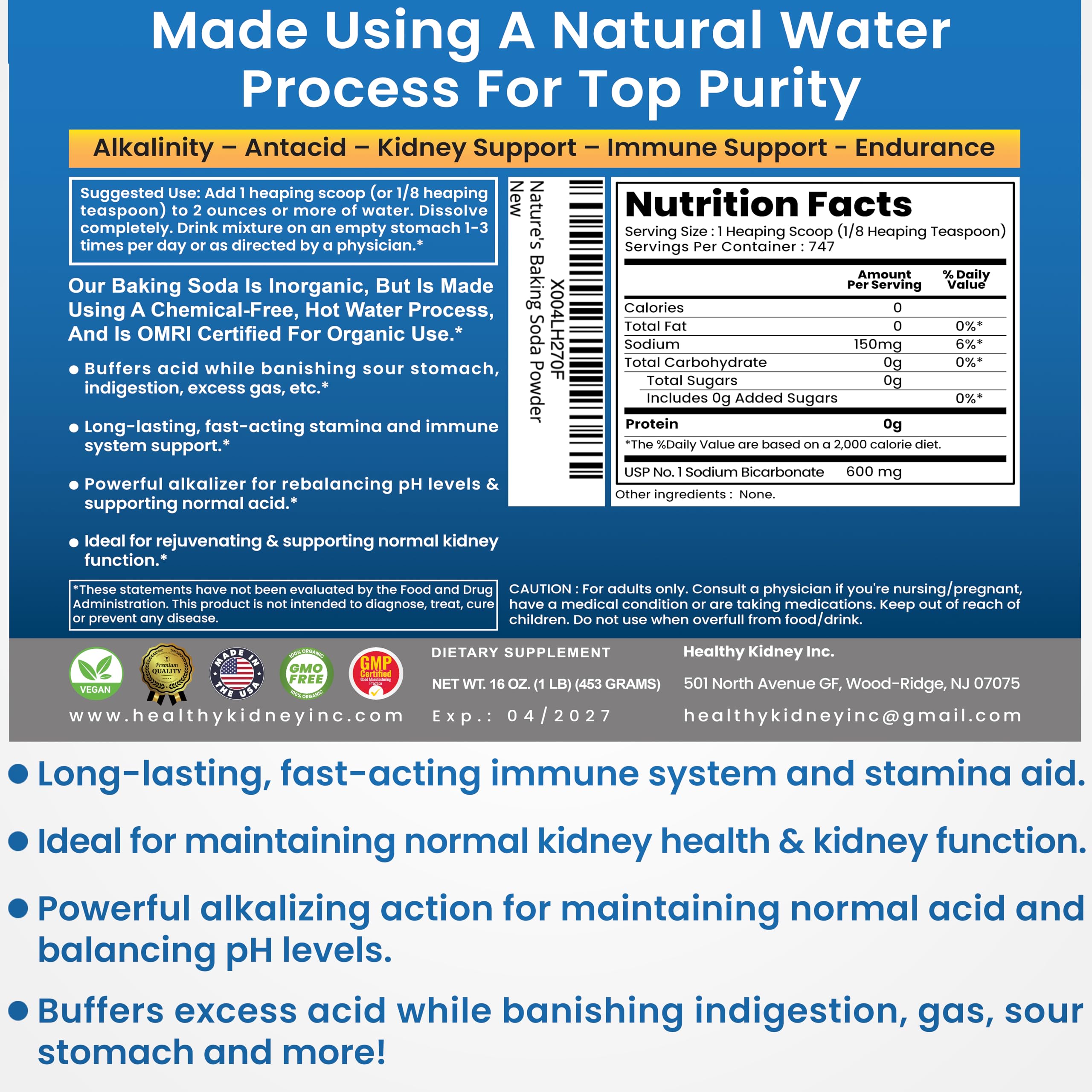 Kidney Restore cuchara medidora integrada facilita dosis diaria
