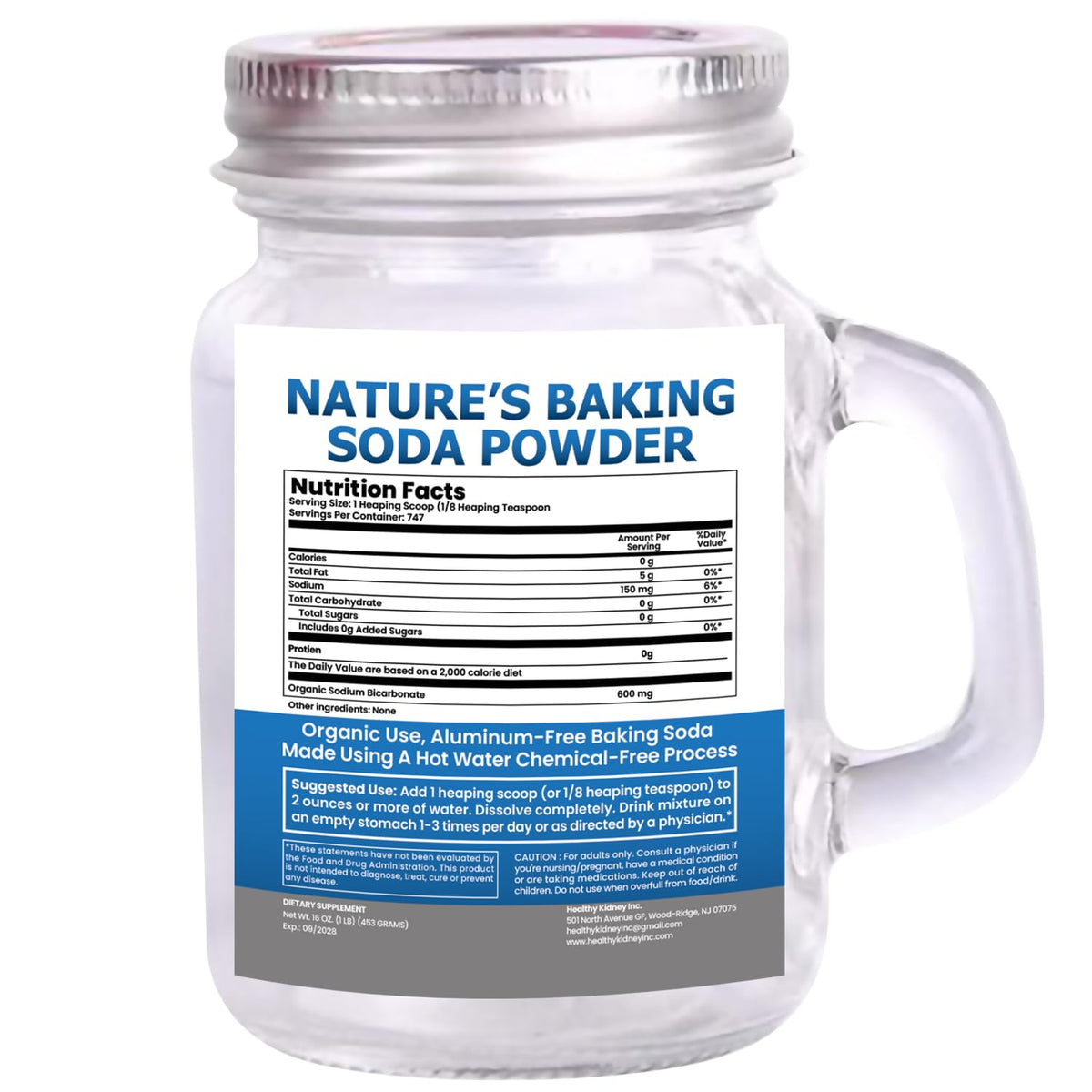 Kidney Restore frasco mason 16oz con tapa para almacenamiento seguro