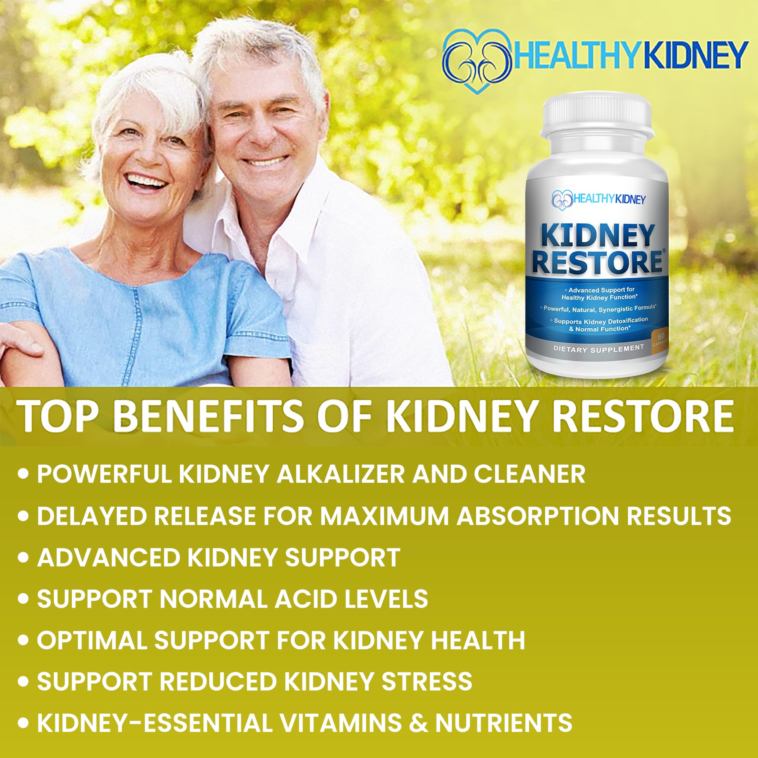 Kidney Restore infografía de ingredientes con beneficios clave.