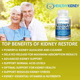 Kidney Restore infografía de ingredientes con beneficios clave.