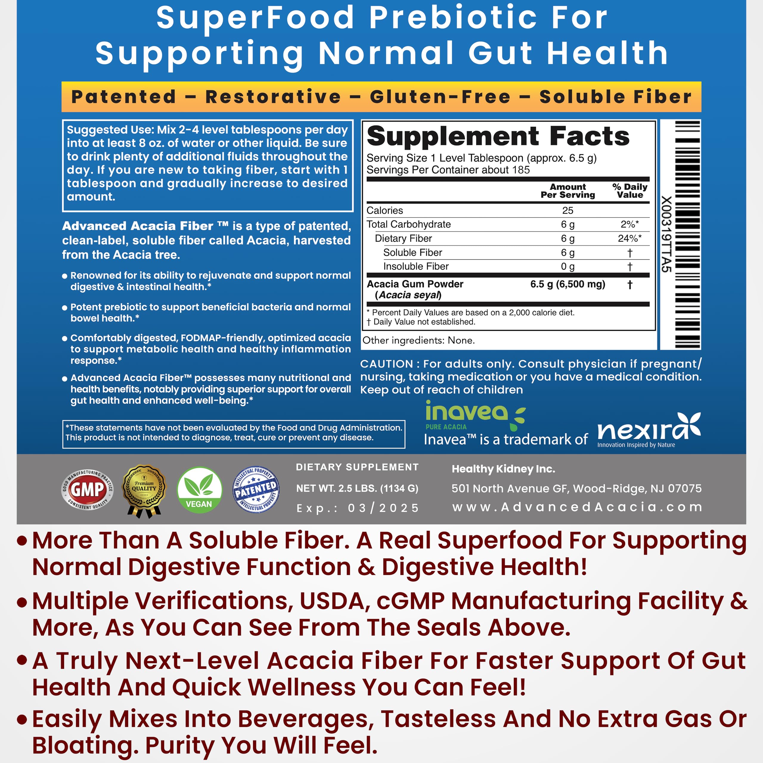 Kidney Restore: refuerza la barrera intestinal con fibra de acacia de calidad.