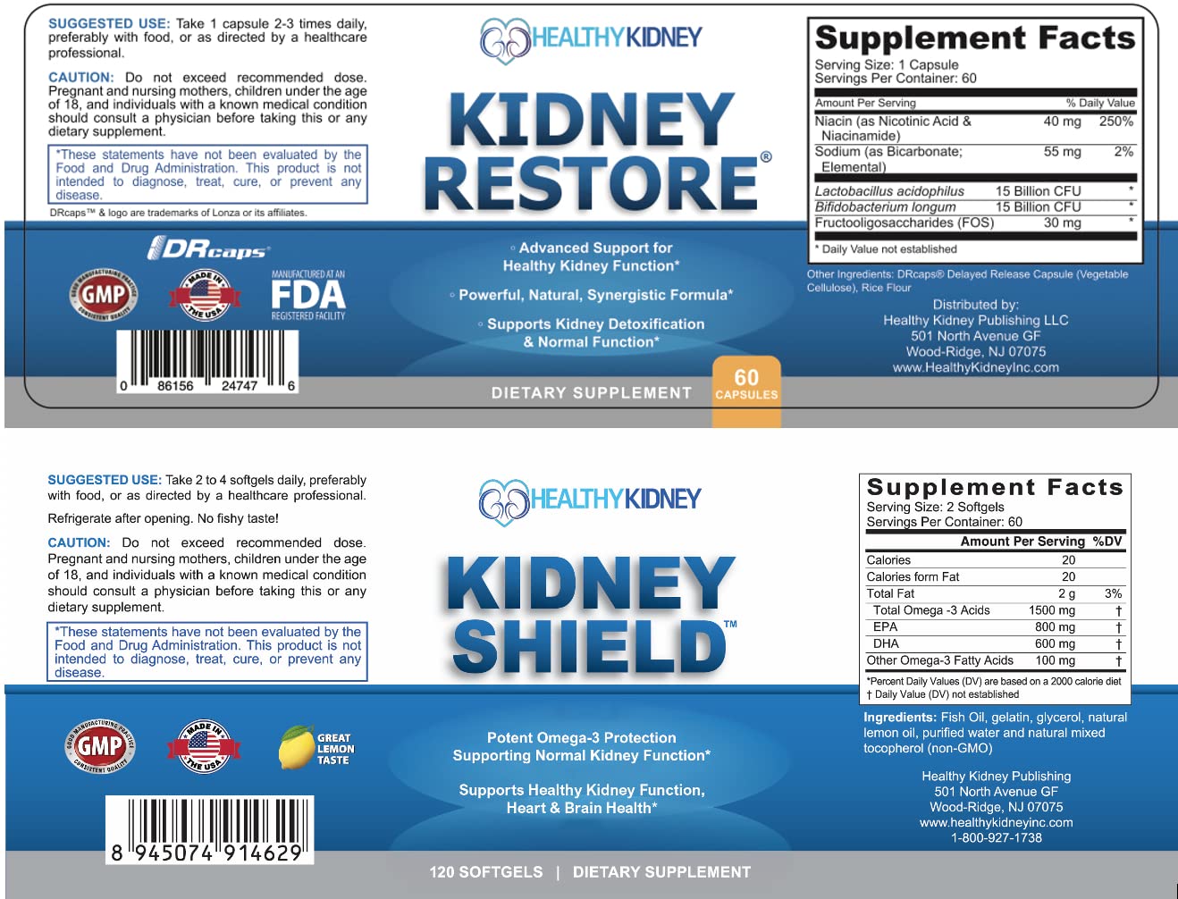 Frasco de Kidney Shield con omega-3 de alta EPA para soporte renal.