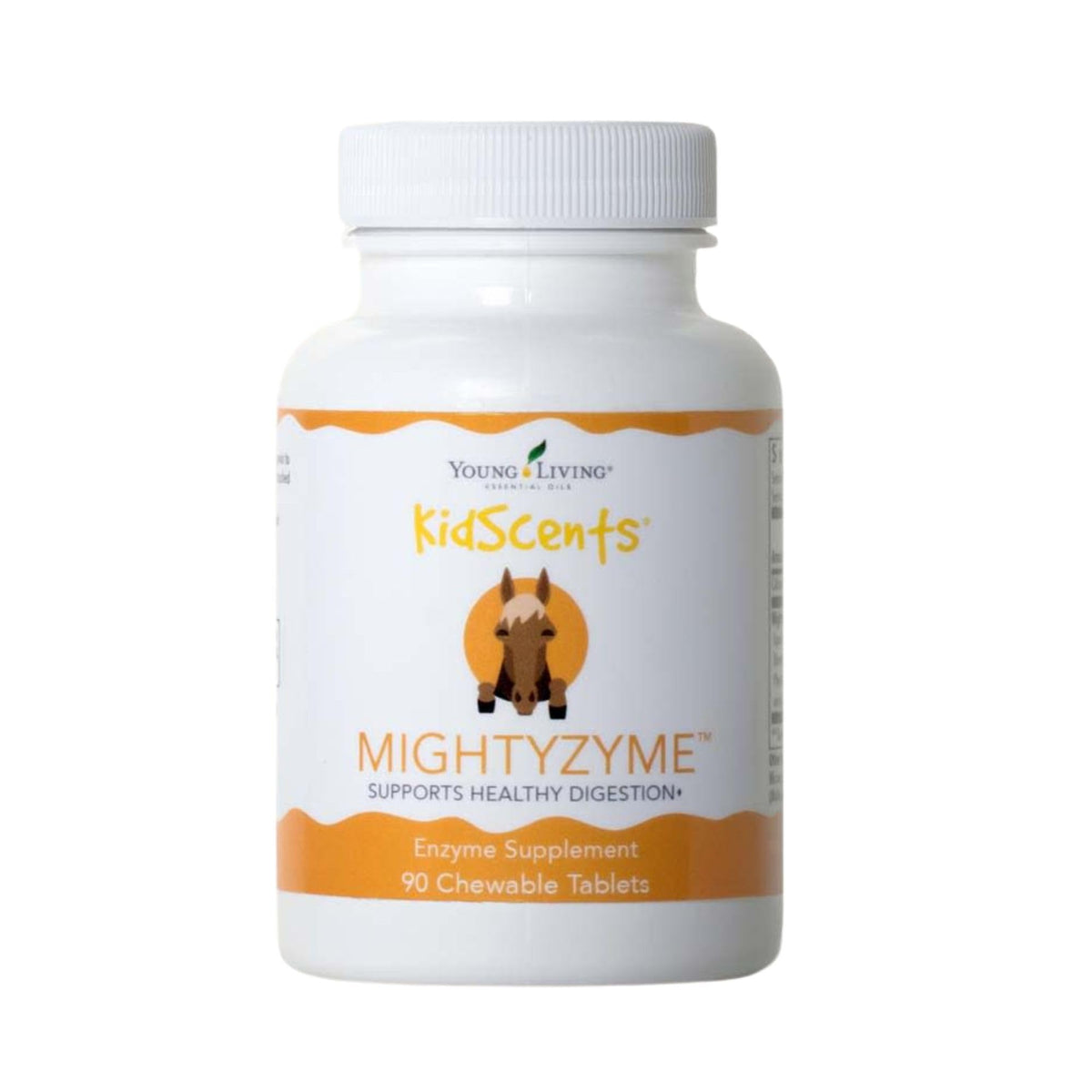 Young Living KidScents MightyZyme Tabletas, empaque práctico para uso diario tras las comidas.