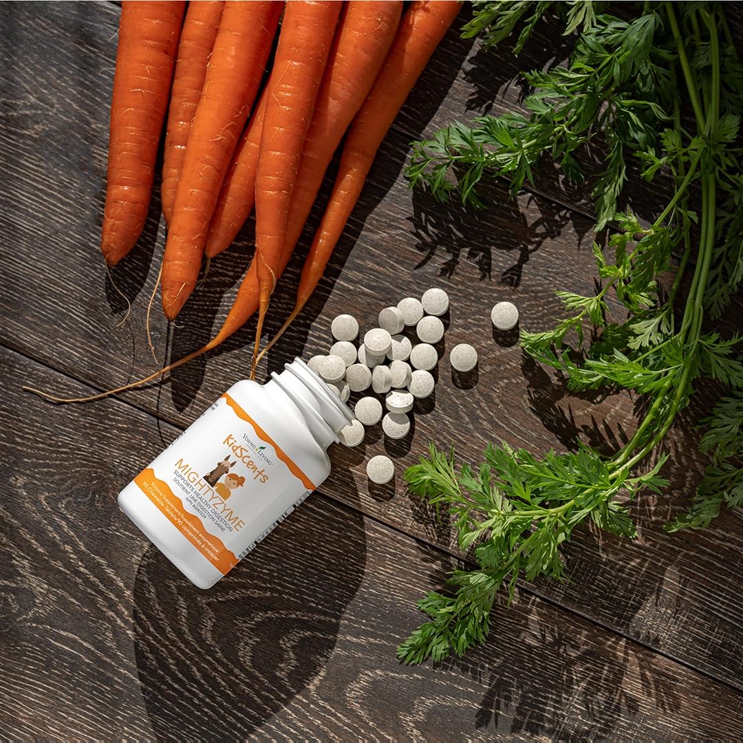 KidScents MightyZyme Tabletas, etiqueta de ingredientes clara y opción natural.