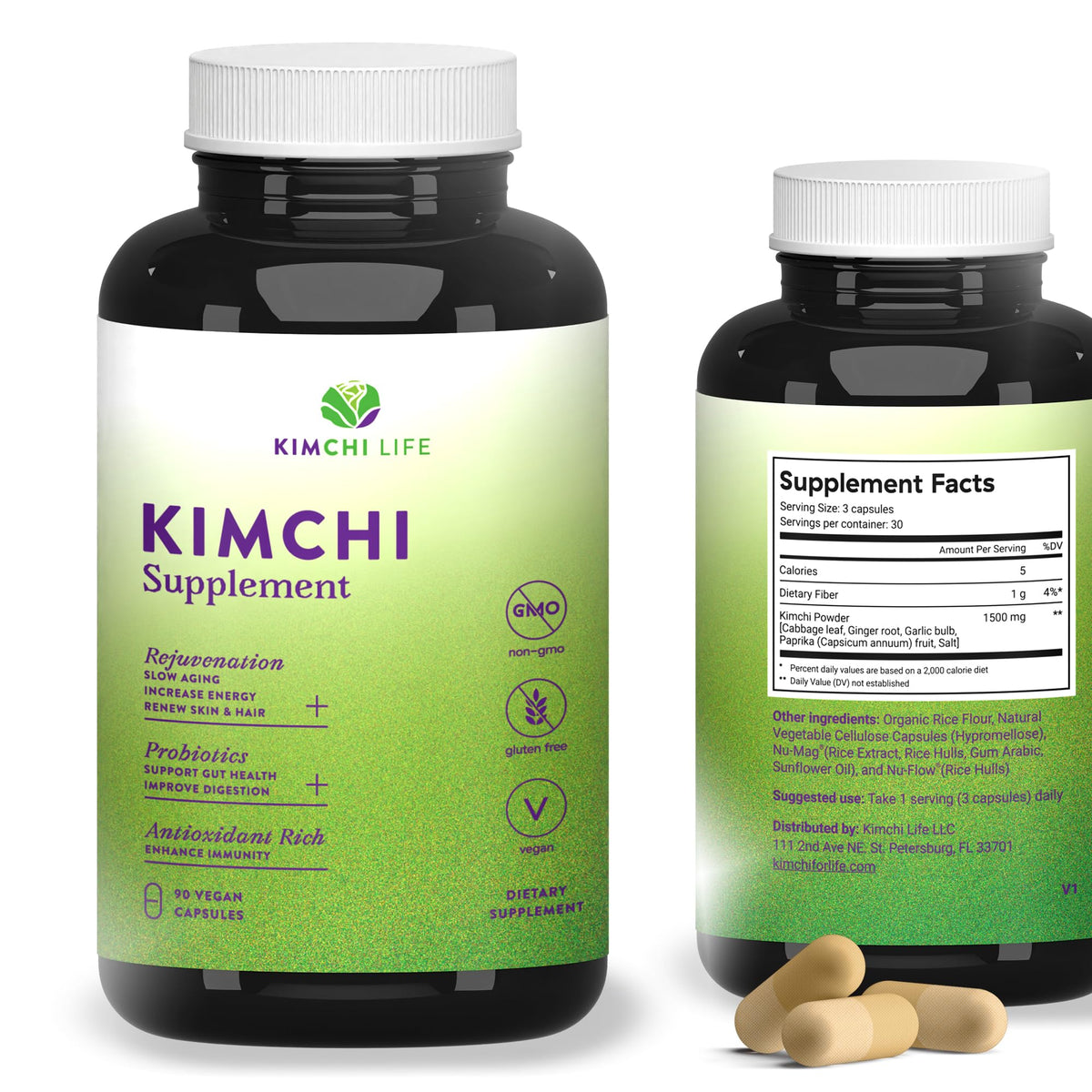 Kimchi Life cápsulas en bote para salud intestinal