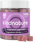 Kindnature Magnesio glicinato-citrato gummies en botella para apoyo nocturno
