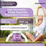 Etiqueta clara de gomitas magnesio Kindnature para digestión y sueño