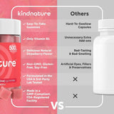 kindnature gominolas de vitamina b1 para niños mayores de 4 años, sabor seguro.