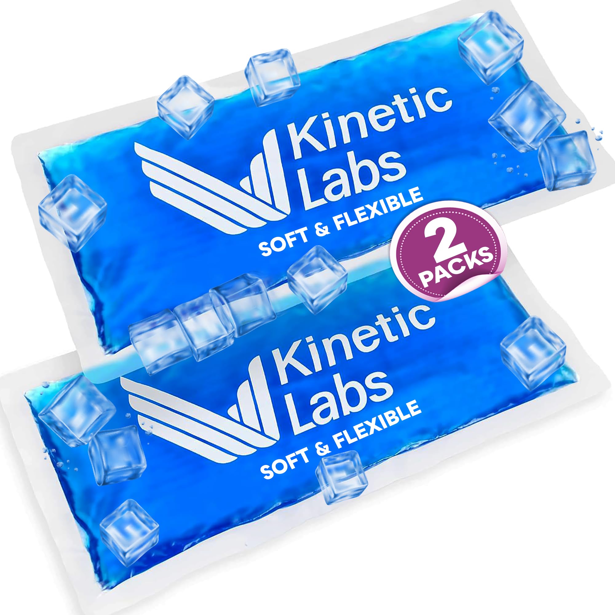 Kinetic Labs bolsas hielo suave 2 pack para rodilla: alivio versátil.