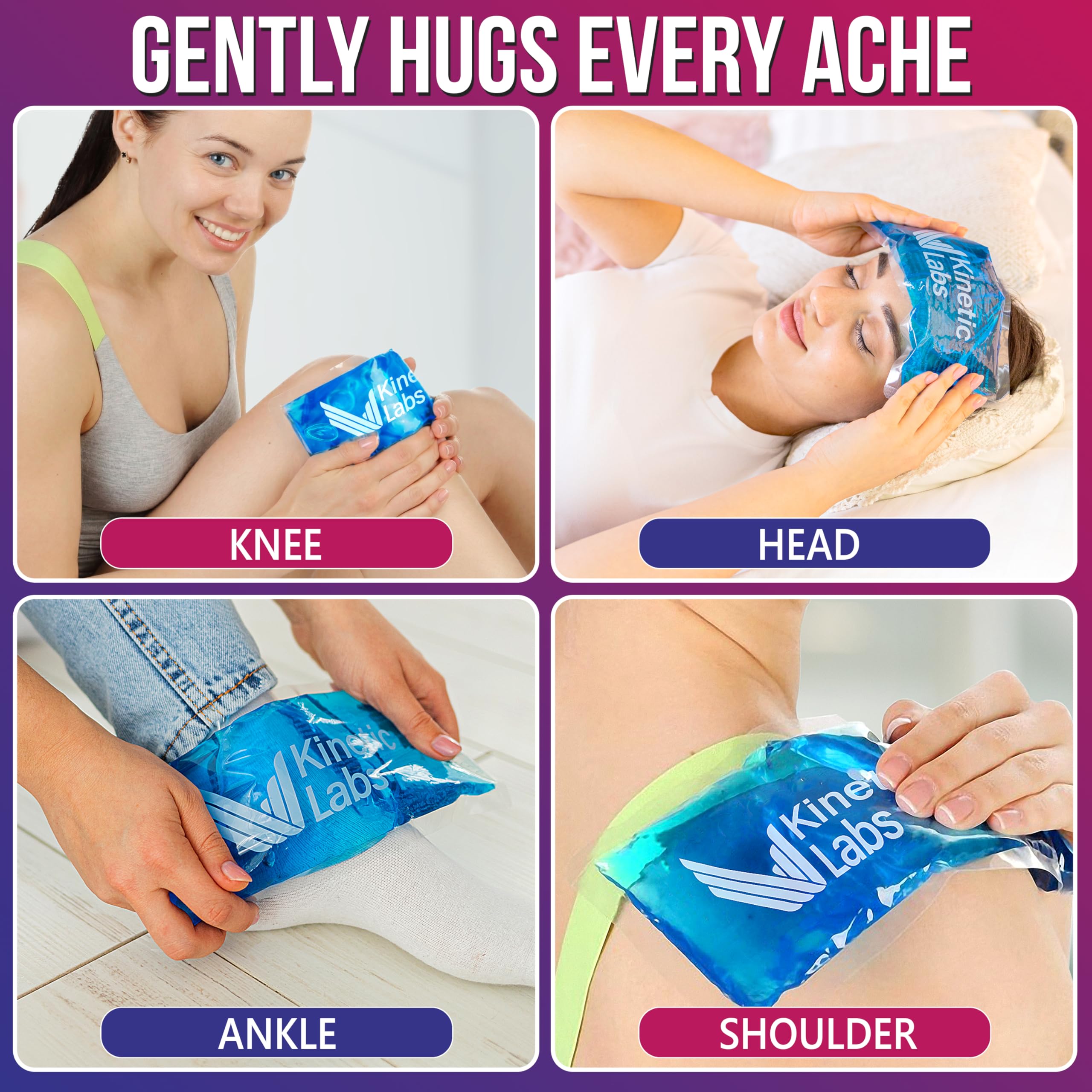 Bolsas hielo suave Kinetic Labs para rodilla, enfriamiento localizado y cómodo.