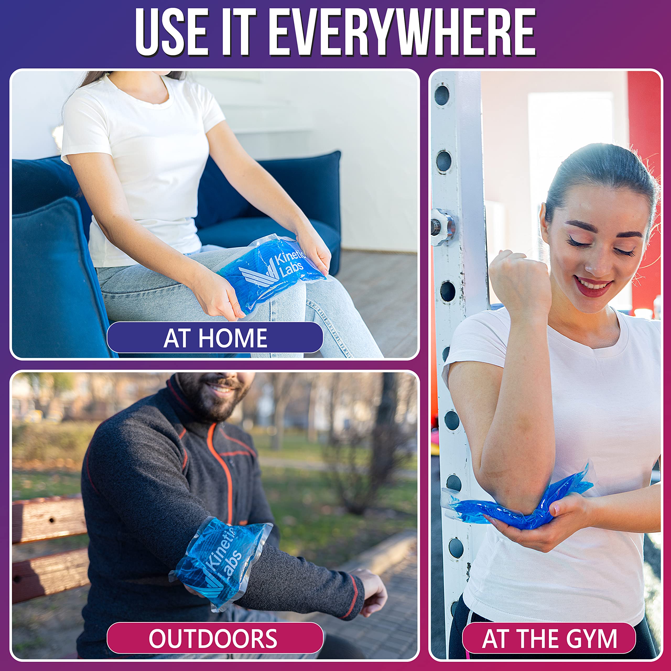 Kinetic Labs bolsa hielo suave para terapia de calor y frío en una pieza.