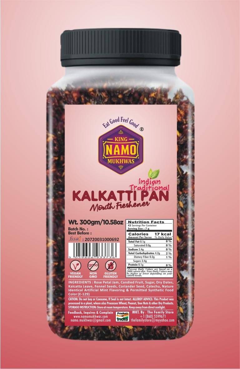 Etiqueta de Kalakati Paan King Namo Mukhwas, regalo gourmet con tradición.
