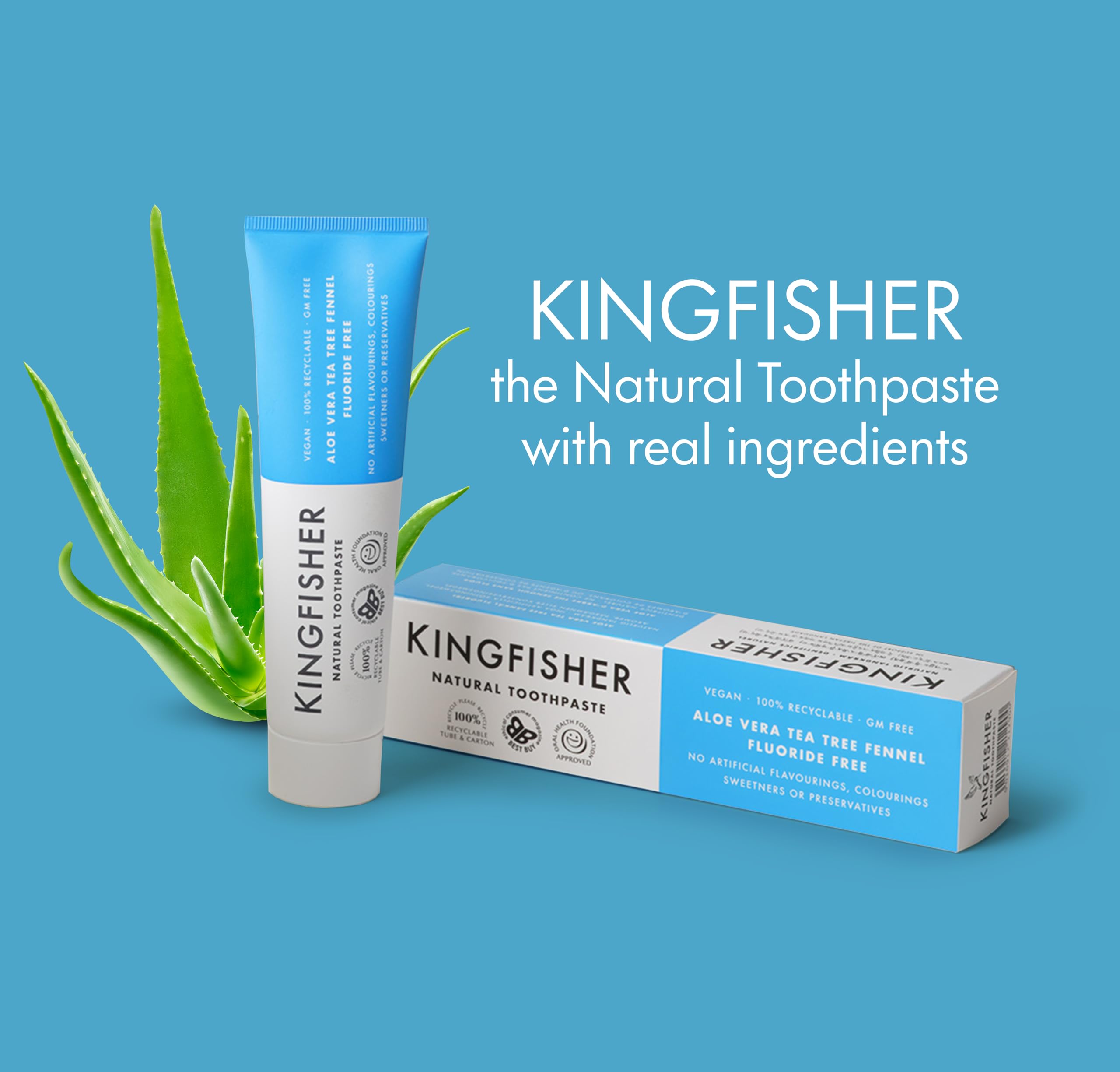 Kingfisher dentífrico libre de gluten y OGM, opción para la familia.