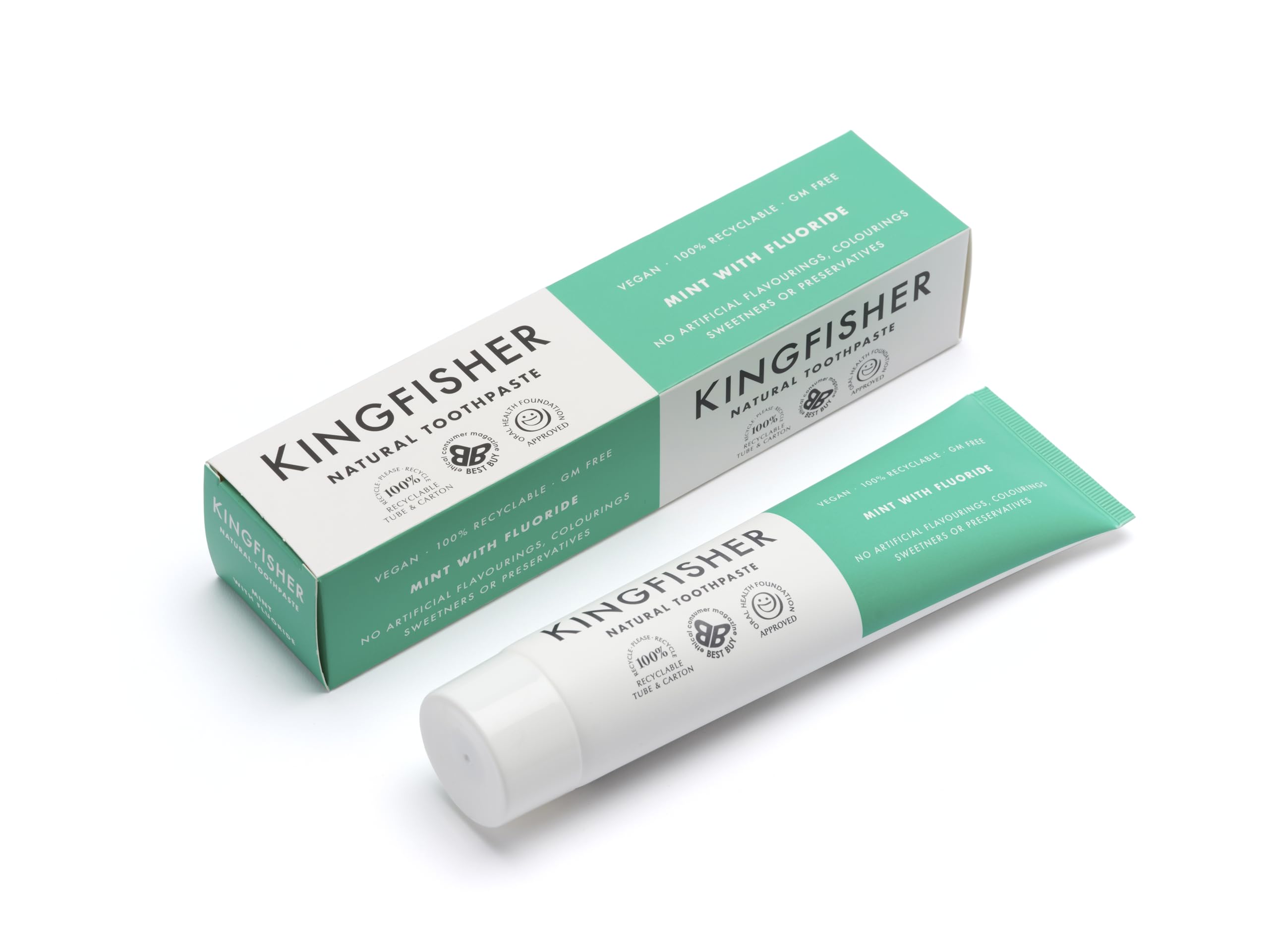 Pasta de dientes Kingfisher con menta en tubo para uso diario