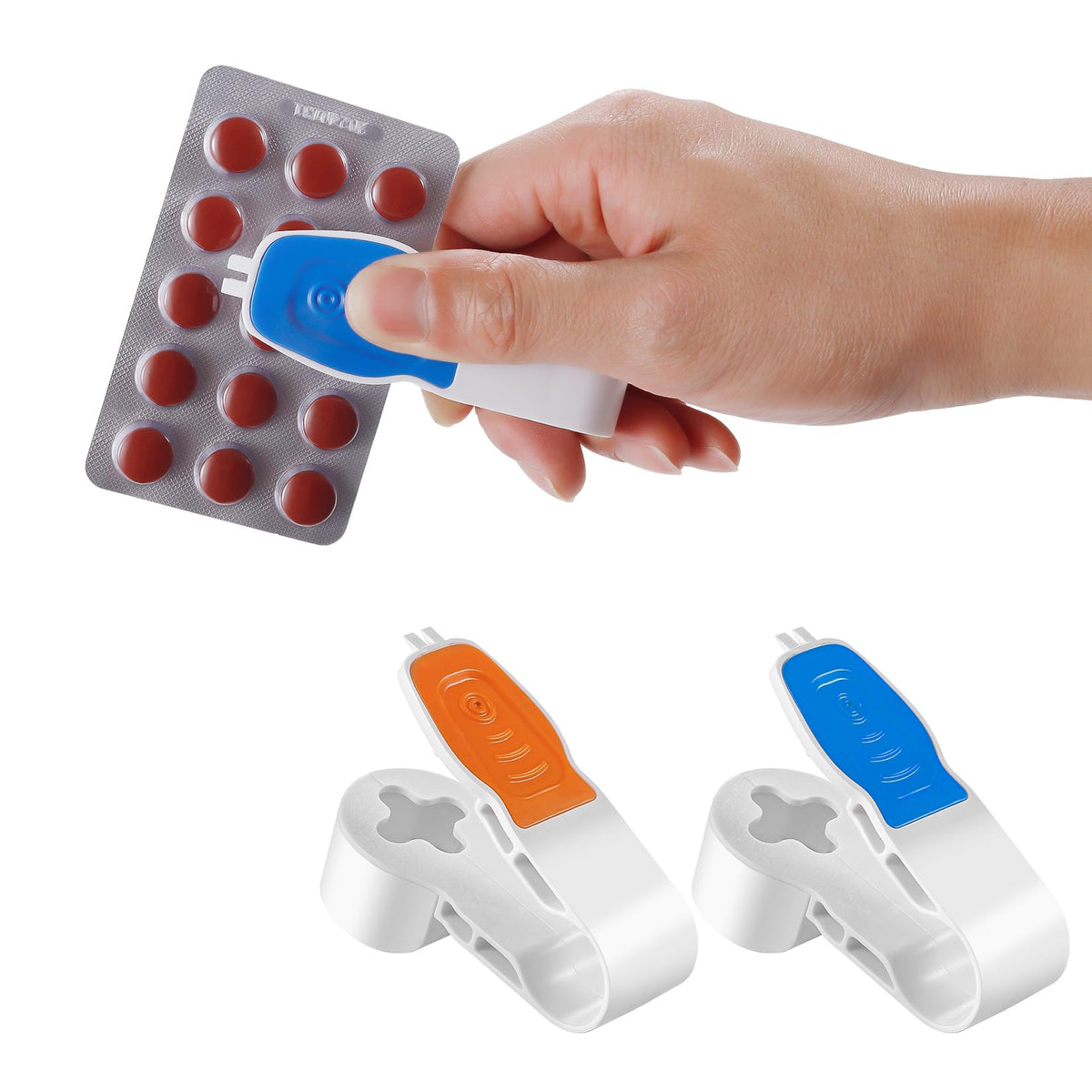 Kingmall removidor-pastillas, doble-diente, facilita abrir blisters sin esfuerzo.