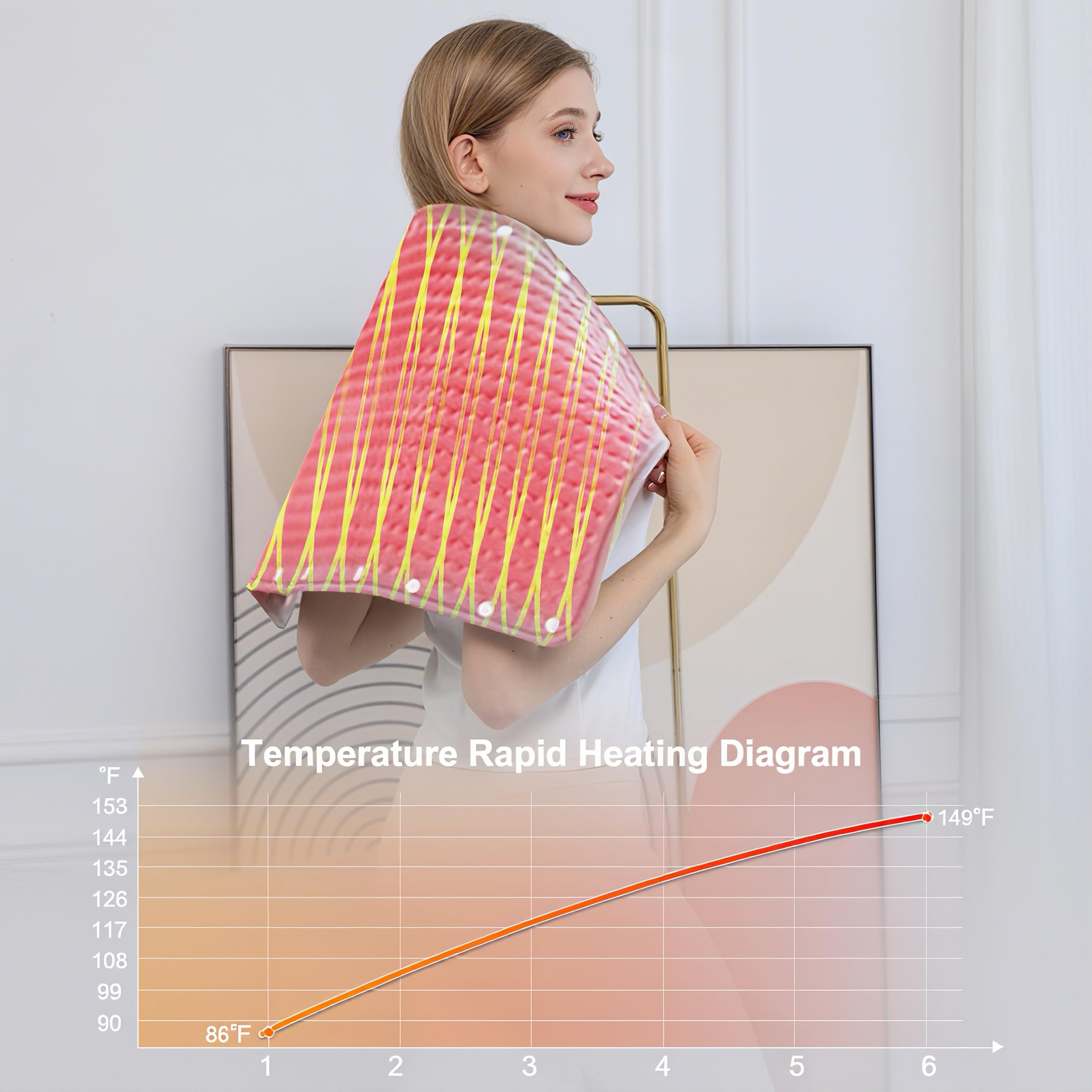 Kingte almohadilla calor 40x20, ajuste de temperatura cómodo