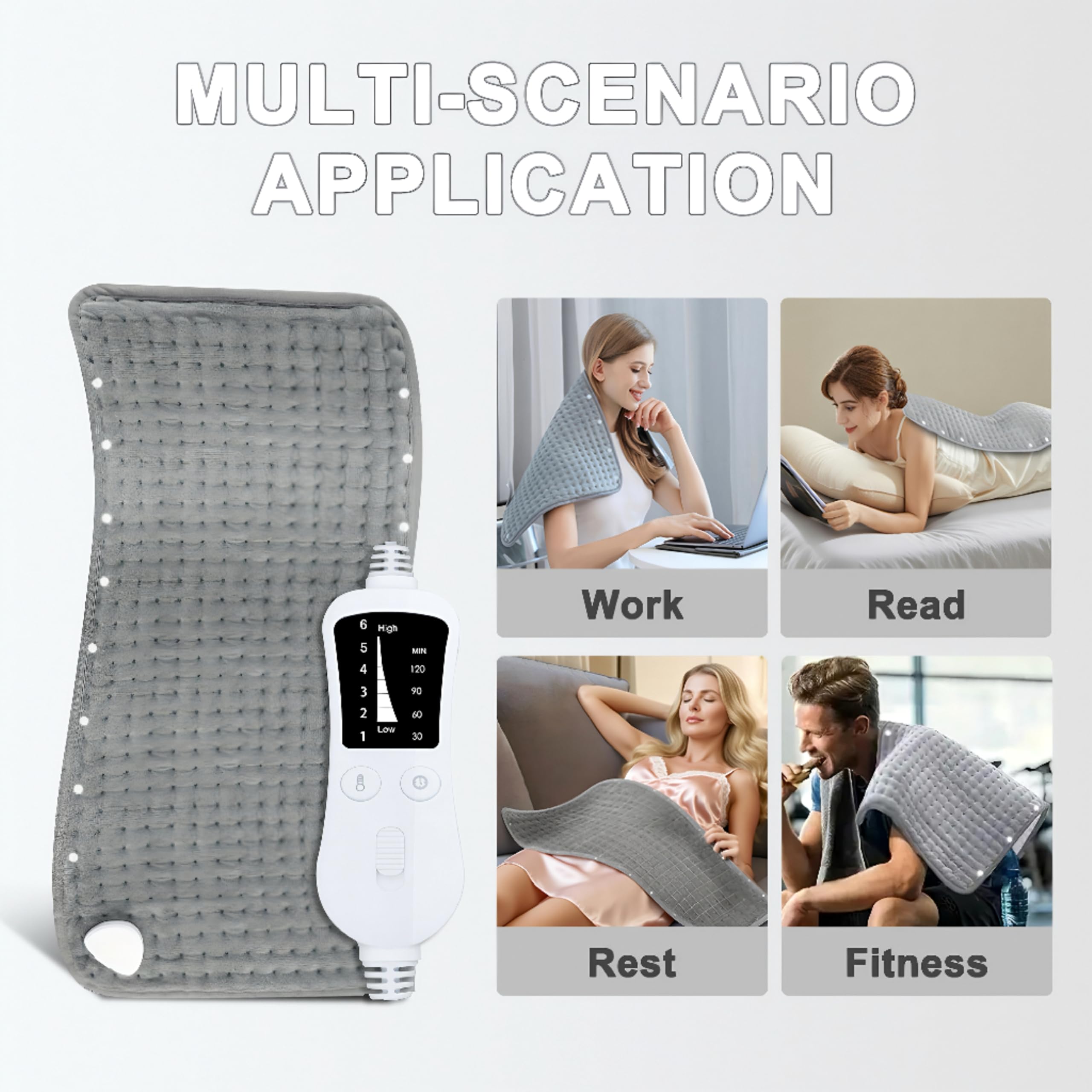 Kingte almohadilla calor 40x20, uso versátil en cama y oficina