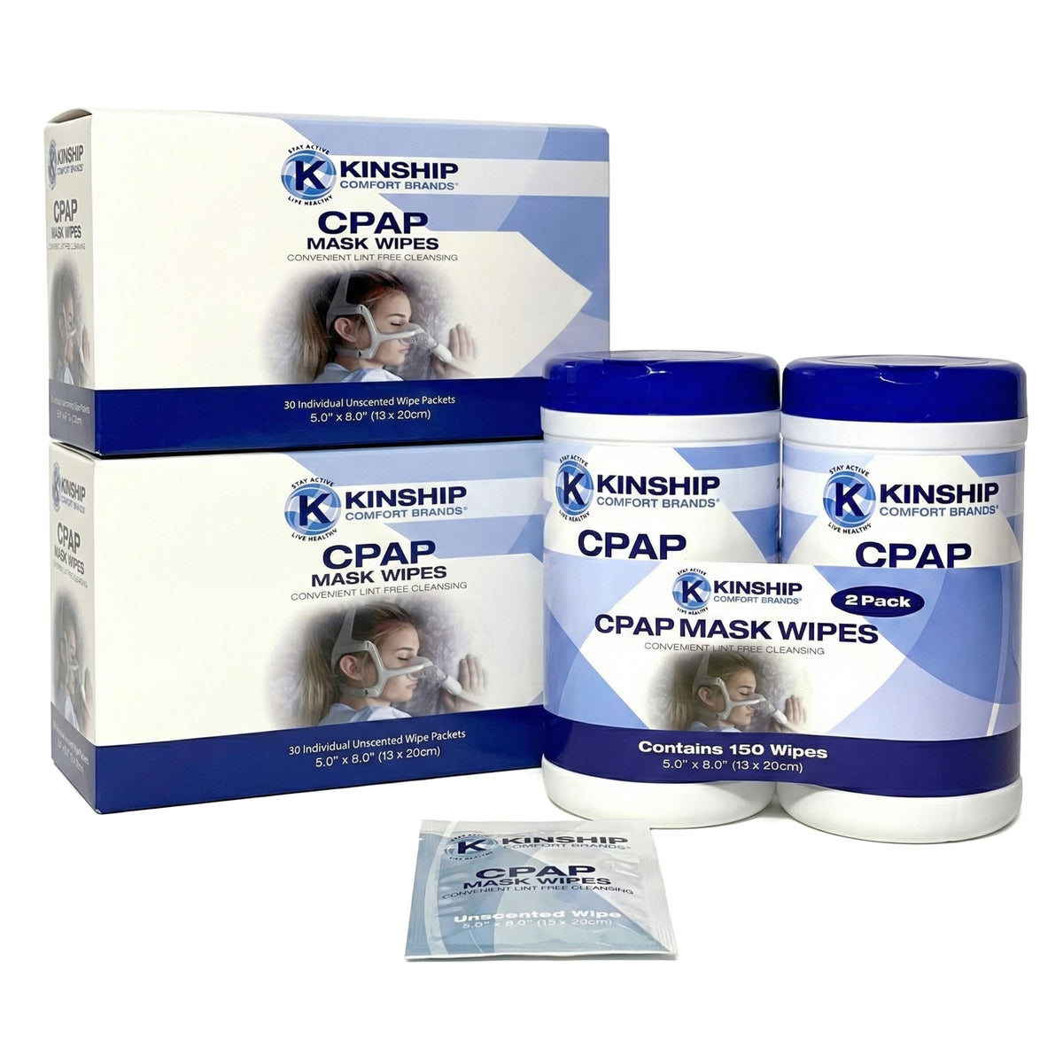 Kinship Comfort Brands CPAP kit de toallitas para limpieza rápida de la mascarilla
