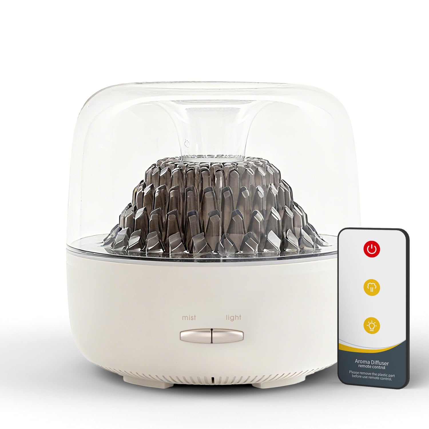 Difusor KinYiLO de diseño volcánico, niebla suave para ambientar el hogar.