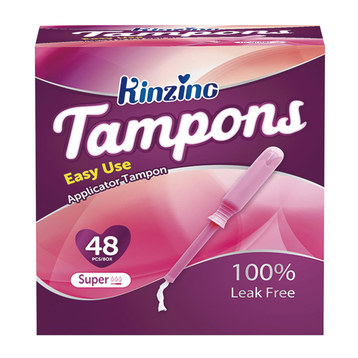 Tampones Kinzino con aplicador y algodón de alta absorbencia para días intensos.